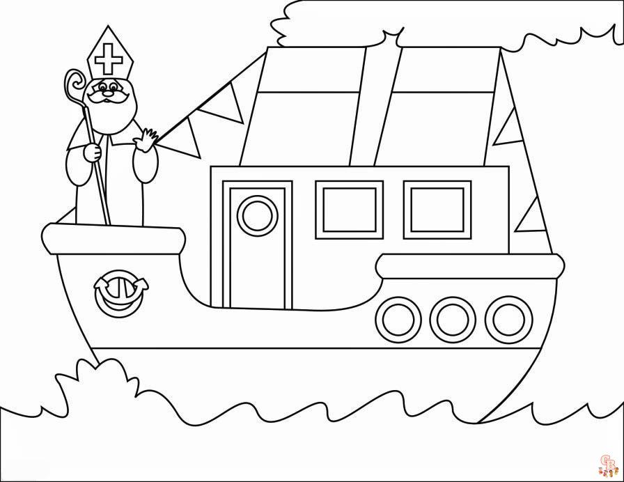 Sinterklaas Stoomboot Kleurplaat 15