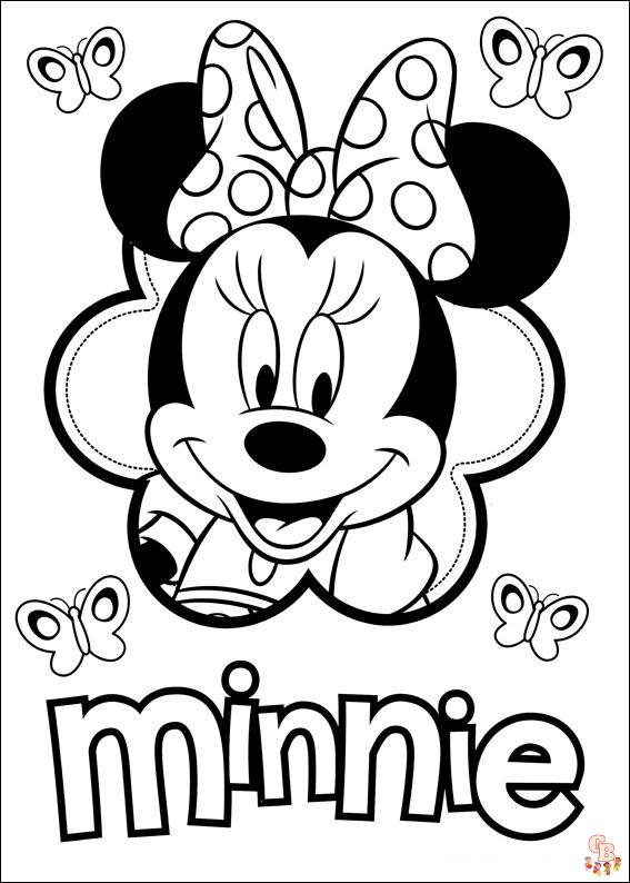 Gratis Minnie Mouse Kleurplaten voor Kinderen in Tiếng Hà Lan - Minnie Mouse Kleurplaat met Bloemenmotief en Meer