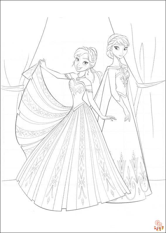 Elsa en Anna Kleurplaa 1